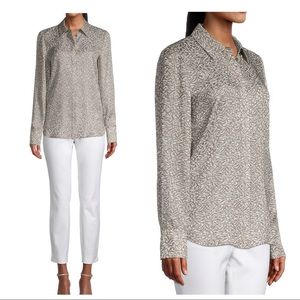 Silk! Lafayette 148 New York Scottie Silk Button-Down Top